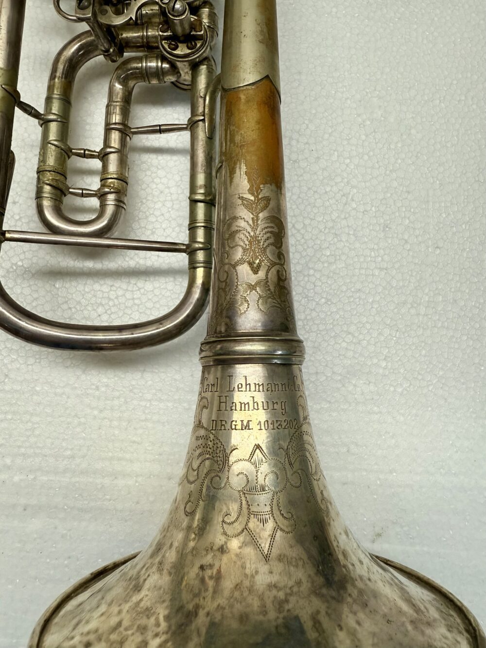Lehmann Bb Rotary Trumpet c. 1925 - Rare with Cut Bell - Image 4